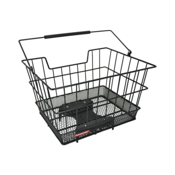 Pletscher Korb Flash auf Gepäckträger mit 3-Punkte Adapter schwarz main product photo